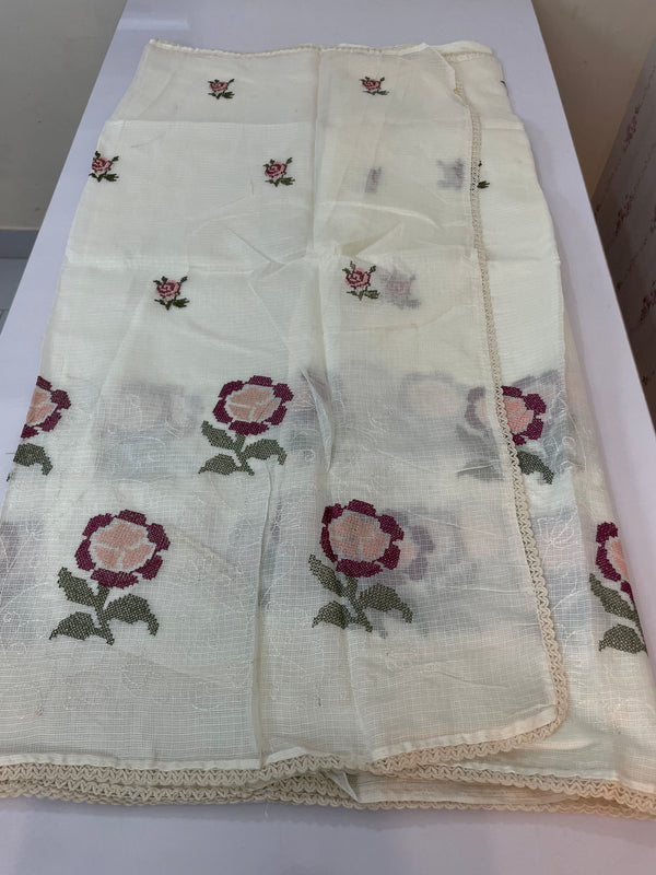 Soft kota checks saree with embroidery - STWICM