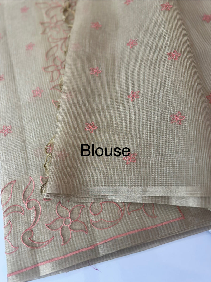 Tissue silk saree with applique work MTSS987