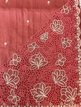 Cutwork Semi tussar saree MTSS674 Dark peach