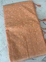 Moonga checks saree with embroidery MSH219 - Peach