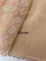 Viscose organza saree with thread work - MSH925 PastelPeachPink
