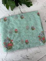 Semi linen saree with embroidery- MS15167