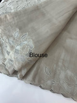 Semi tussar saree with applique borders MSH999 Taupe