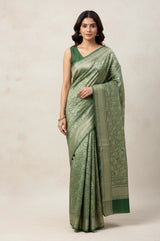Banarasi semi katan saree in silver zari- MS14667