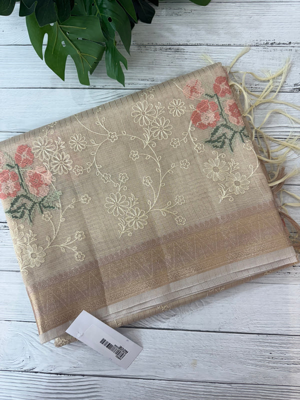 Tissue Silk embriodery saree MS49892