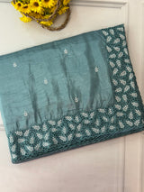 Crush Organza cutwork & embroidery saree MS9735- DuskyBlue