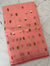 Kota checks saree with embroidery MS7679(2) Peach