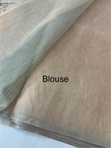Tissue Linen Saree with embroidery MRS786 - Pastel peach