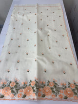Mul chanderi embriodery saree with scalloped borders MSH176
