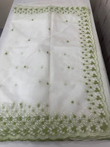 Soft Organza saree with embroidery borders - MCW896 White to Green