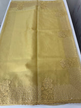 Semi Organza saree with applique and sequence borders - MCW699 DustyYellow
