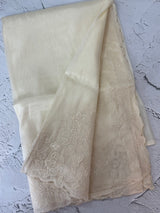 Tissue mix soft Organza saree with applique work MSCK38 Offwhite