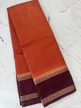 Semi silk saree with checks zari weaving  MS81543 - Orange to Wine