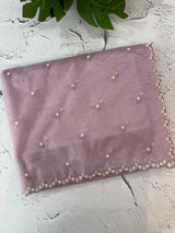 Glassy tissue organza saree with embroidery FKSF121- Lilac