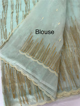 Semi organza saree with thread work - MSH910 PastelAquaBlue