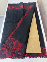Kota saree with applique work MS6677 -Black to Red