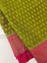 Banarasi viscose Georgette saree MKGS611- ParrotGreen to Pink