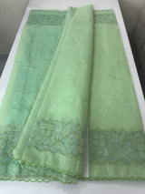 Moonga checks saree with Net Applique borders  MSH159 PistaGreen