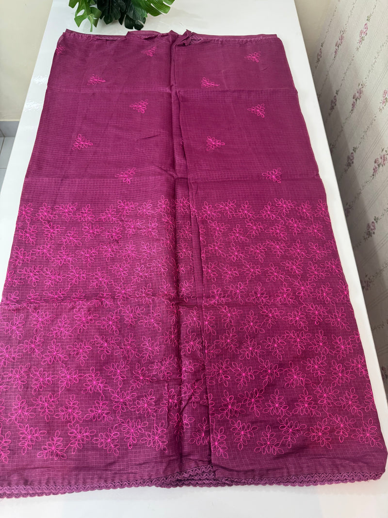 Soft kota checks saree with embroidery SDJCS21