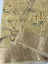 Tissue Silk embriodery saree MS49892 DustyYellow