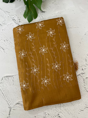 Butter silk saree with embroidery MTS569