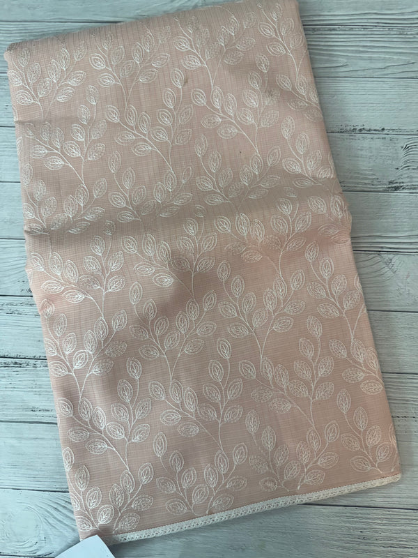 Kota cotton silk embriodery saree MS1455 -PastelPeach