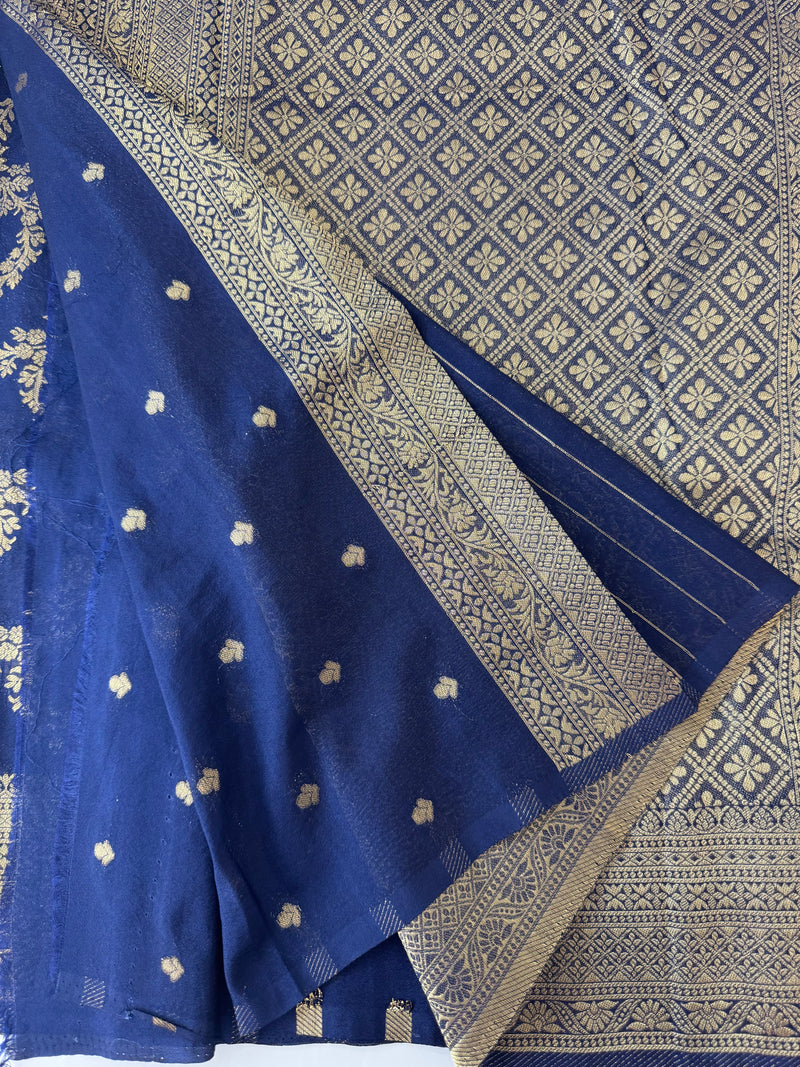 Banarasi viscose Georgette saree SEFNMRM - NavyBlue