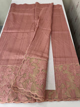 Blended tussar saree with organza applique applique borders MTSS452 DustyPeach