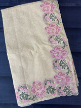 Phulkari NetKota embroidery saree - MSH107 Offwhite to PinkLavender