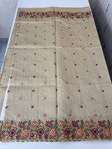 Cutwork Blended tussar saree MTS609 - Beige