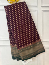 Banarasi viscose Georgette saree MKGS611- DeepWine to Green