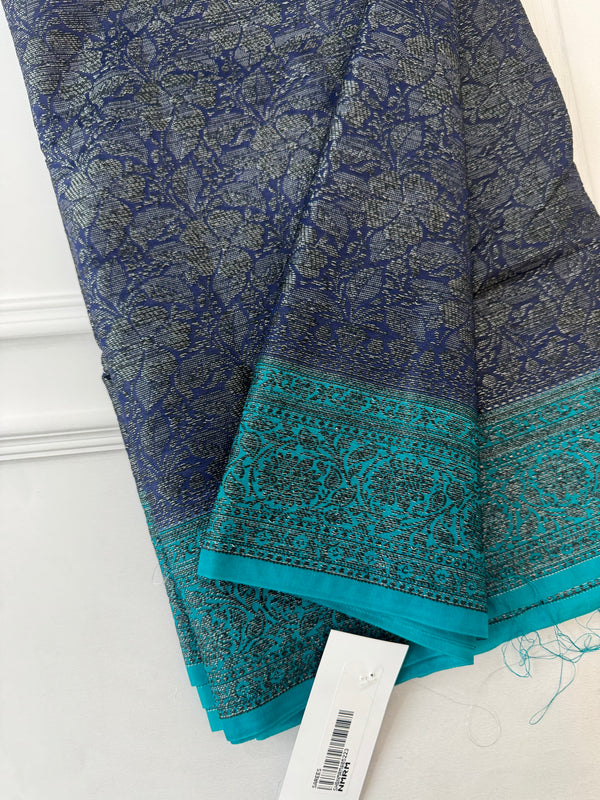 Semi banarasi weaving saree MBS965 Darkblue to Teal