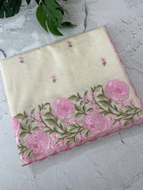 Mul chanderi embriodery saree with scalloped borders MSH176
