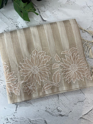 Chanderi tissue saree with applique work-  MSH250
