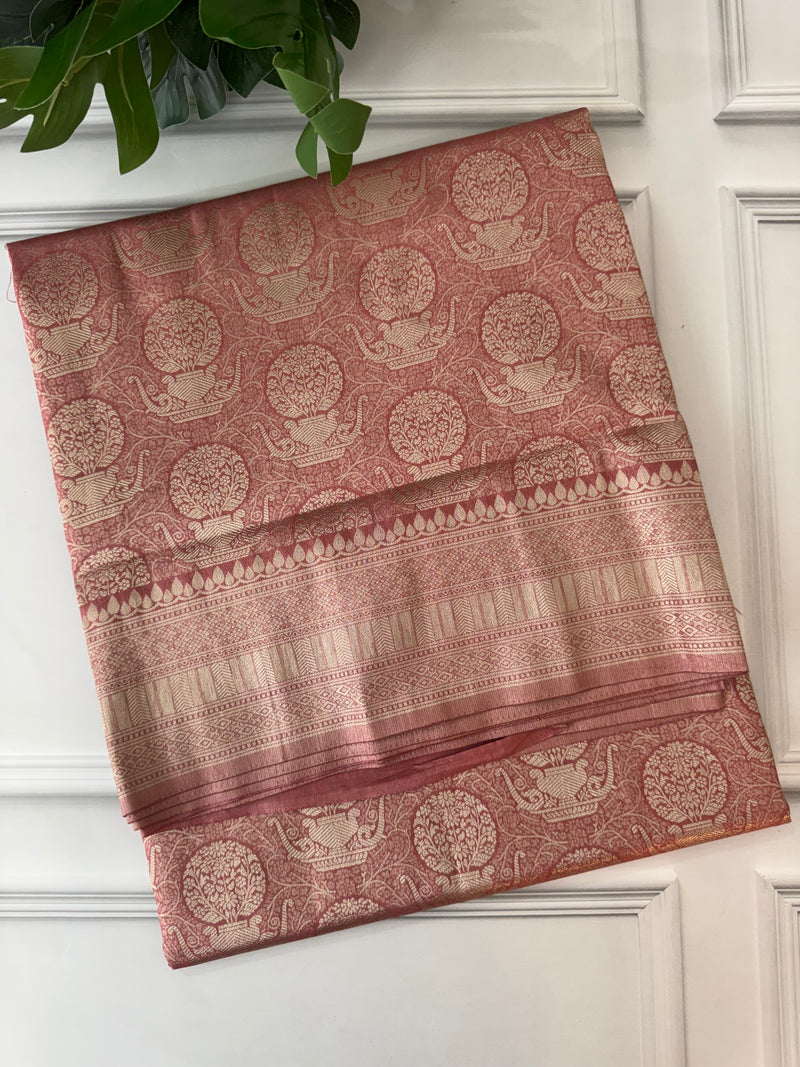 Premium Pastel soft silk Saree - MKP975 DustyPeach Pink