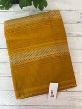 Supernet saree with crochet work and lace border MCJ5433 - Mustard