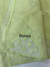 Khadi Linen saree with net applique borders MSH247 PistaGreen