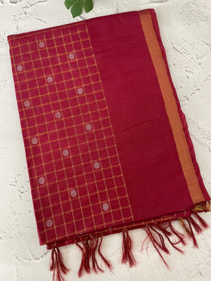 Bhagalpuri Semi tussar saree MS896- CrimsonRed