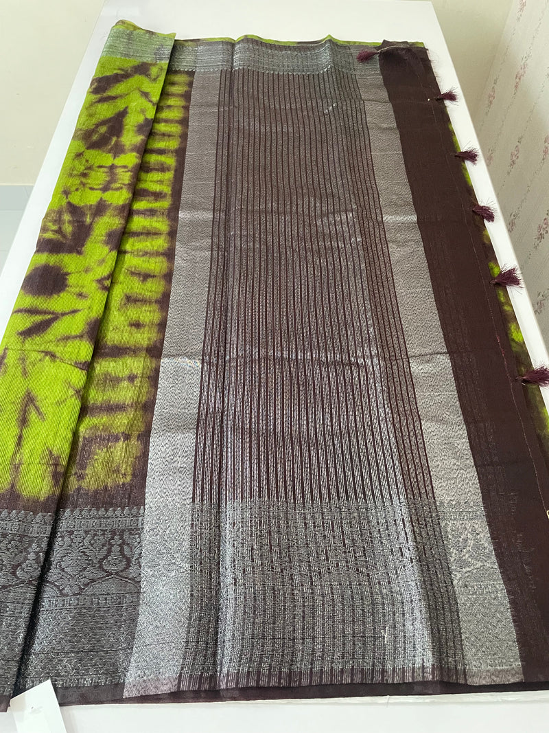 Tie & Dye semi silk sarees  MSS9876