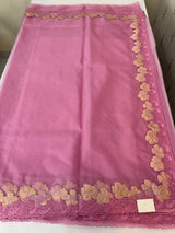 Soft organza saree with turkish applique borders- MCW735