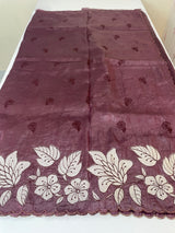 Crush Organza applique work saree MS14589