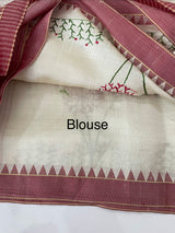 Blended tussar silk saree with embroidery- MSH490