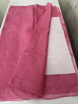 Soft Organza saree with embroidery- MCW680 Pink