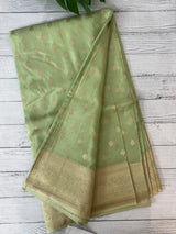 Pure Banarasi crepe Georgette Saree with brocade blouse - MS44987 PastelGreen