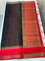 Semi Jute silk sarees with contrast pallu & blouse MJL392