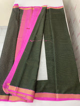 Crepe chiffon saree with small checks zari weaving  MS81890