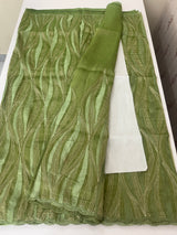 Georgette - Organza saree with thread work MS349 Green