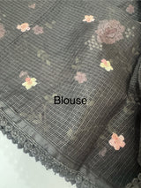 Kota saree with embroidery MS14954 - GreyishBlack