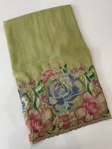 Tissue Georgette - Organza saree with 3d embriodery MS16307