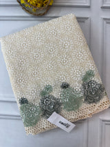 Cutwork Phulkari NetKota Embroidery saree - OffWhite
